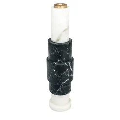 Candeliere alto in marmo bianco e nero di Jacopo Simonetti