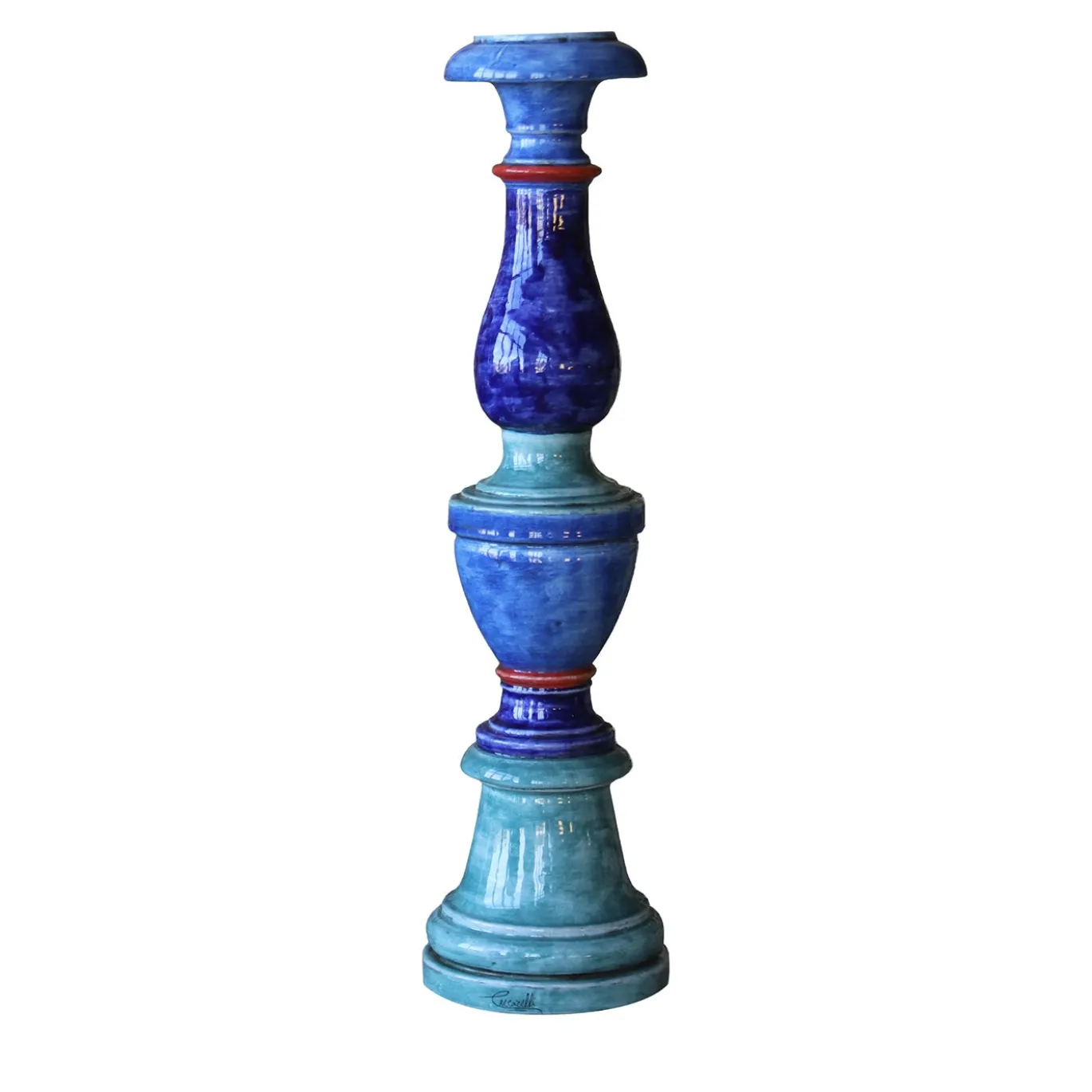 Candeliere in ceramica dai toni blu