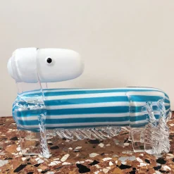 Cane a strisce scultura in vetro veneziano di Eliana Gerotto