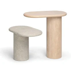 Cantilever S - Tavolino Laterale Ovale in Pietra Vicenza Grigia