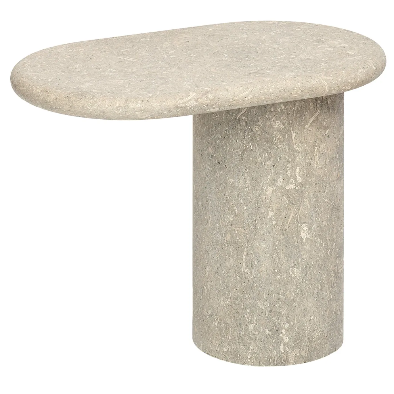 Cantilever S - Tavolino Laterale Ovale in Pietra Vicenza Grigia