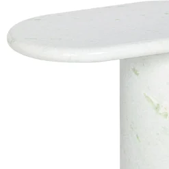 Cantilever S - Tavolino Laterale Ovale Marmo Bianco Pinta Verde