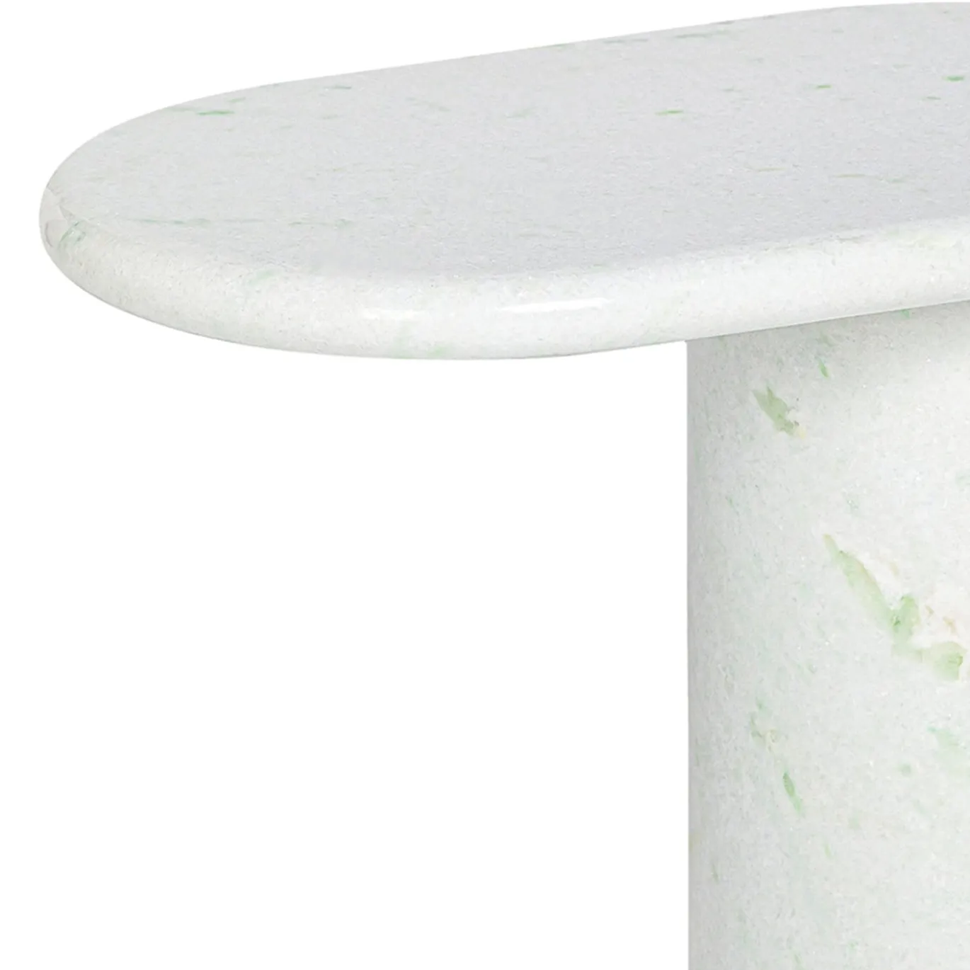 Cantilever S - Tavolino Laterale Ovale Marmo Bianco Pinta Verde