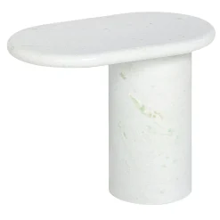 Cantilever S - Tavolino Laterale Ovale Marmo Bianco Pinta Verde