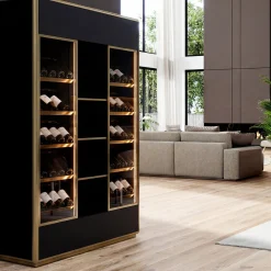 Cantinetta per vini Mathieu in legno nero con illuminazione LED