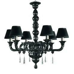 Capodimonte Lampadario a 6 luci nero con paralumi