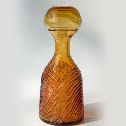 Caraffa in cristallo Grecale Ambra incisa a mano