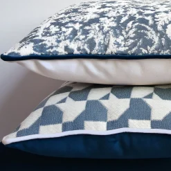 Carrè Blu e Bianco Cuscino Quadrato