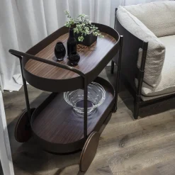Carrello Bar Route in Noce Canaletto Marrone