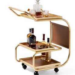 Carrello da bar con ruote in foglia d'oro Zenzero di Sameer Alameen