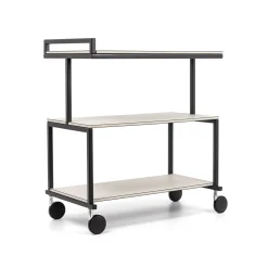 Carrello da Portata Albert in Pelle Bianca
