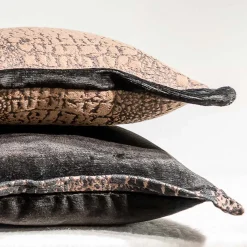 Carrè Marrone Animalier Cuscino Quadrato con Bordo in Velluto