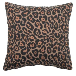 Carrè Marrone Cuscino Quadrato Jacquard Leopardo