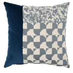 Carré T Blu Pied-de-Poule Cuscino Quadrato