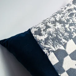 Carré T Blu Pied-de-Poule Cuscino Quadrato