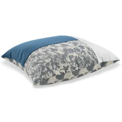 Carrè T Cuscino Quadrato in Velluto Blu e Bianco