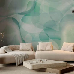 Carta da parati a trama acquamarina della collezione Flo di Karim Rashid