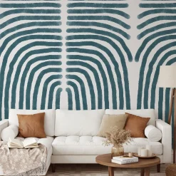 Carta da parati Boho Blu e Bianca