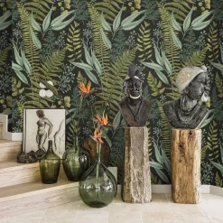 Carta da Parati Botanica con Felci Verdi