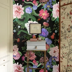 Carta da Parati Botanica Floreale Scura