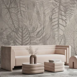 Carta da parati con texture di foglie stilizzate