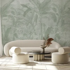 Carta da parati con texture verde foresta tropicale