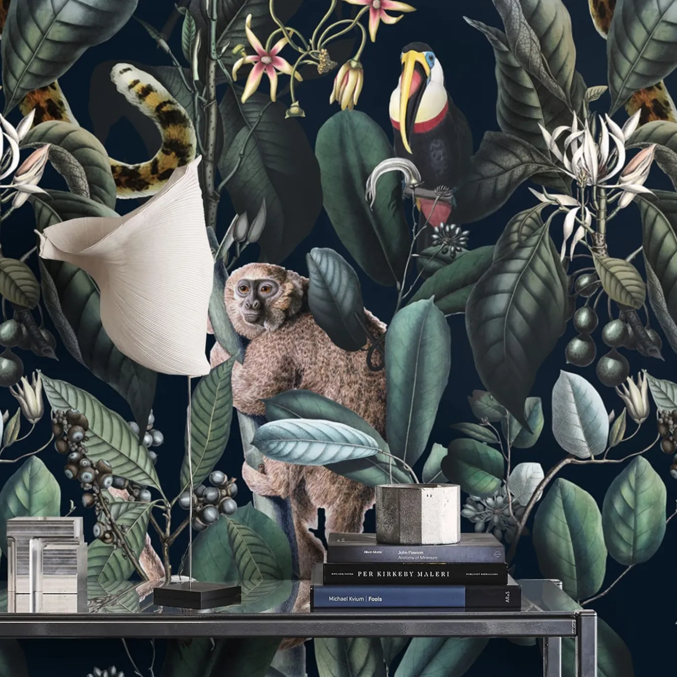 Carta da Parati Dark Tropical Wild Jungle Verde