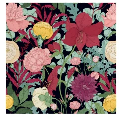 Carta da Parati Floreale Fantasiosa Rossa