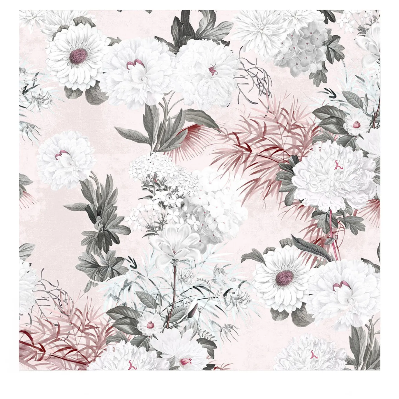 Carta da parati floreale romantica in tonalità blush