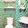 Carta da Parati Geometrica Mid Century Modern Verde e Bianca