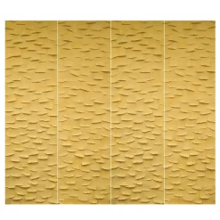 Carta da parati Ginko giallo dipinta a mano