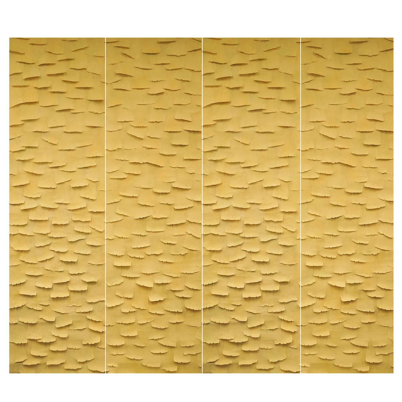 Carta da parati Ginko giallo dipinta a mano
