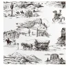 Carta da Parati Marrone e Bianca Western in Stile Fumetto Retrò