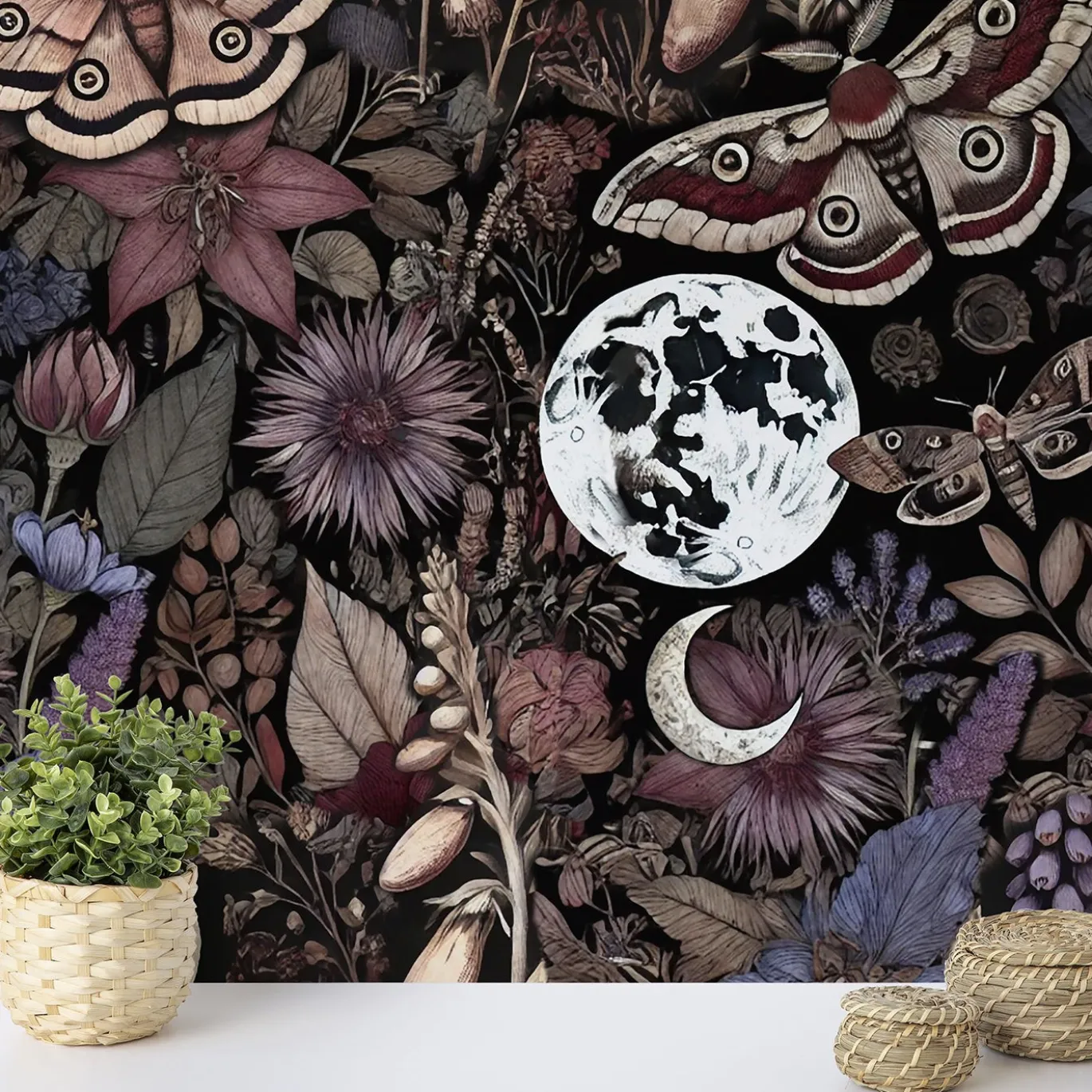 Carta da Parati Multicolore Giardino Mistico a Mezzanotte