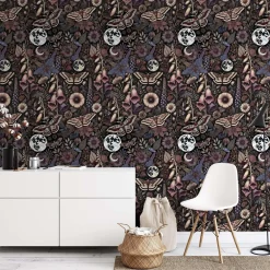 Carta da Parati Multicolore Giardino Mistico a Mezzanotte
