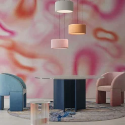 Carta da parati strutturata arancione e rosa della collezione Flo di Karim Rashid #1