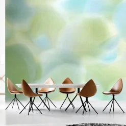 Carta da parati strutturata verde e azzurra della collezione Flo di Karim Rashid