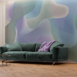 Carta da parati testurizzata blu e viola della collezione Flo di Karim Rashid