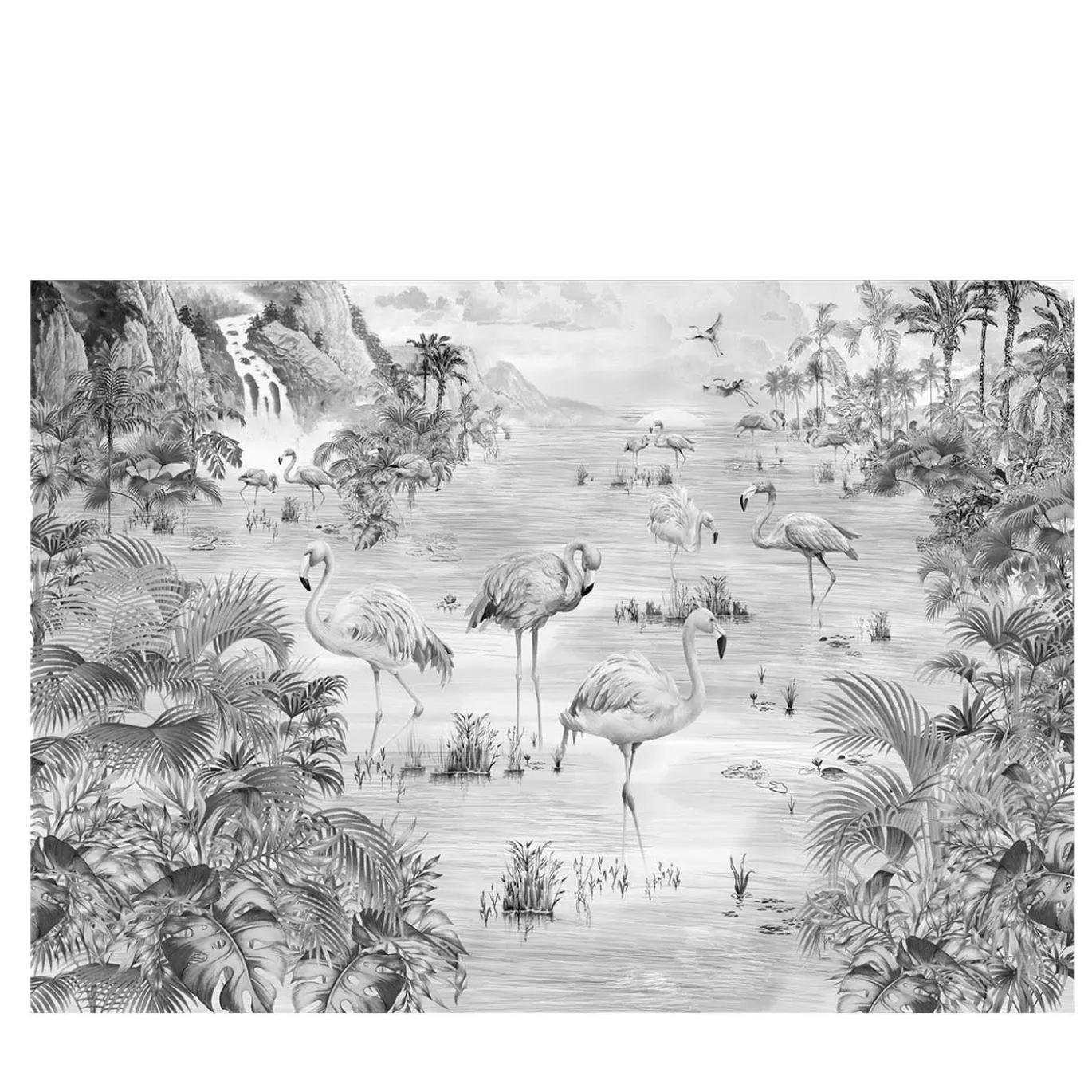 Carta da parati testurizzata artigianale grigio Flamingos