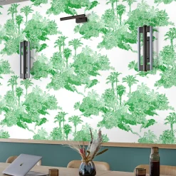 Carta da Parati Toile de Jouy Tropicale Verde