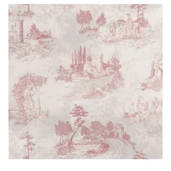 Carta da Parati Toile Vintage Francese Rosa