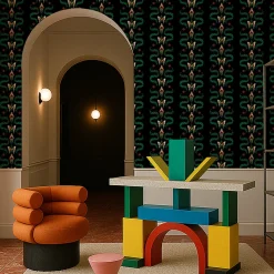 Carta da parati Zigzag Bugs Onyx di Fanny Garnichat