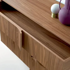 Cassettiera Book in Noce Canaletto con Base in Vetro