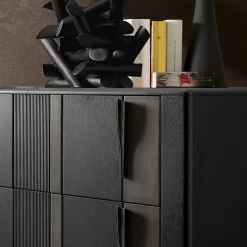 Cassettiera Domino a 5 cassetti in noce canaletto grigio bicolore