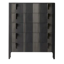 Cassettiera Domino a 5 cassetti in noce canaletto grigio bicolore