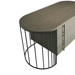 Cassettiera Doppler in Metallo Nero Opaco e Legno Grigio Fumé