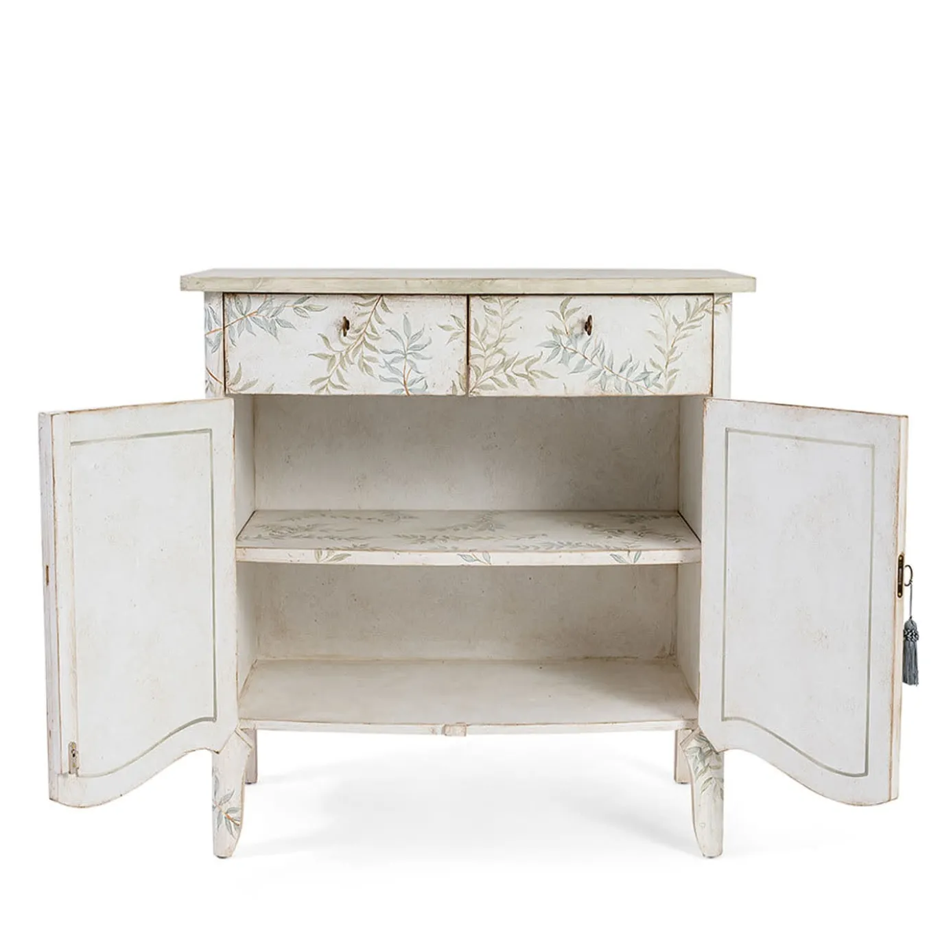 Cassettiera Dorsoduro Bianco Gesso con Motivo Foglie