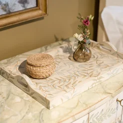 Cassettiera Dorsoduro Bianco Gesso con Motivo Foglie