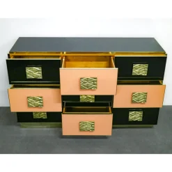 Cassettiera in ottone e legno