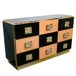 Cassettiera in ottone e legno